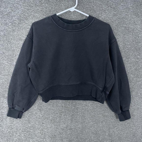 lululemon athletica Tops - Lululemon Sweatshirt Womens XS/S Black Crewneck‎ Fleece Oversized Crop Pullover
